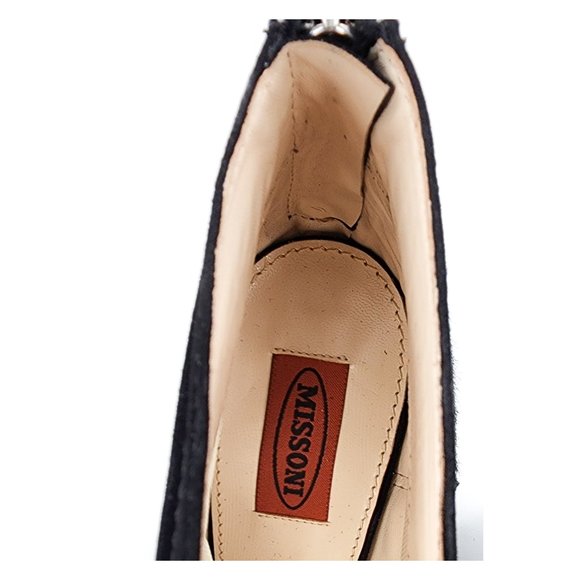 MISSONI Runway Pony Style Calf Hair Suede Mesh Panel Black Bootie NEW - Picture 13 of 15